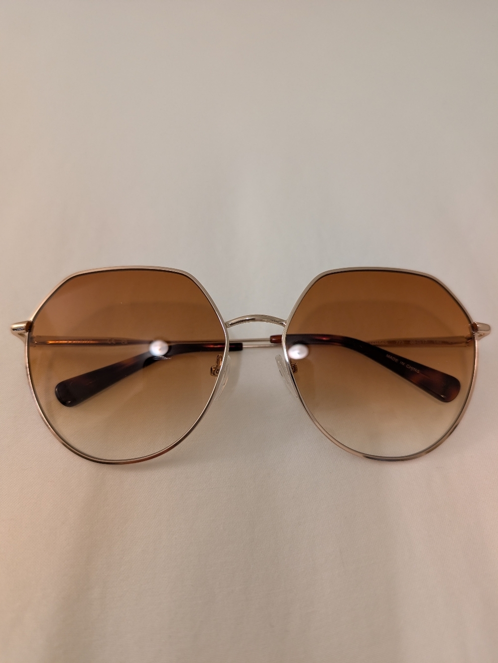 Longchamp Oversized Geometric Sunglasses Rose Gold Brown Gradiant